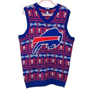 Buffalo Bills‎ NFL Team Apparel Ugly Xmas Sweater Vest Knit VNeck Sz Medium FOCO
